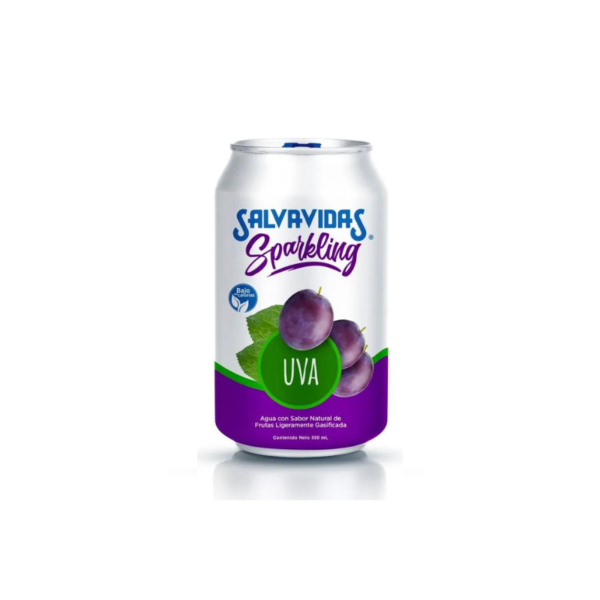 Agua con Gas Saborizada de Uva Salvavidas Lata 355ml