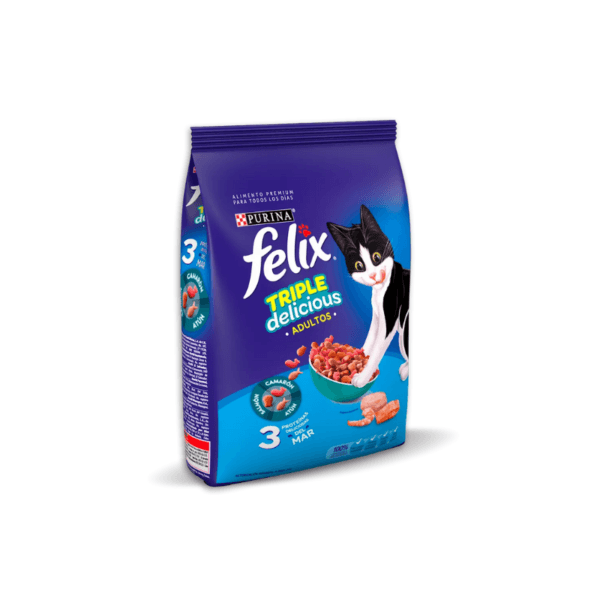 Alimento Seco para Gato sabor Mariscos felix Triple Delicious 500gr