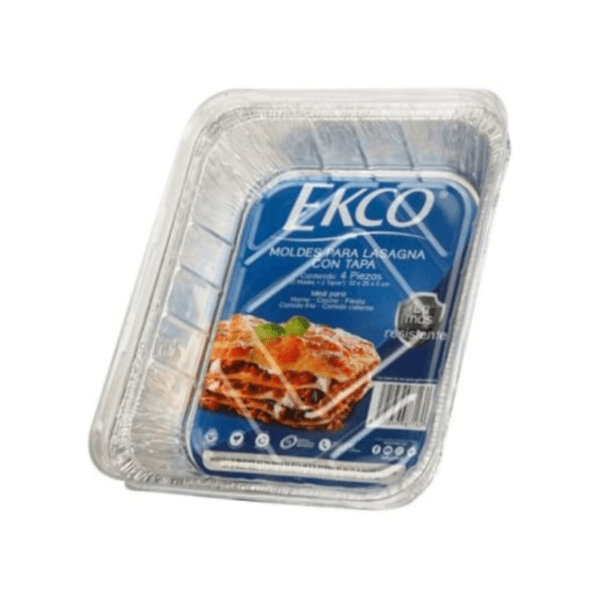 Moldes de Aluminio Desechables con Tapa para Lasaña Ecko 2x2uds
