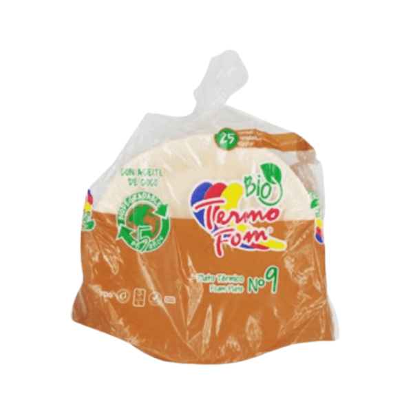 Platos Desechables Biodegradables Termo Fom No°9 25uds