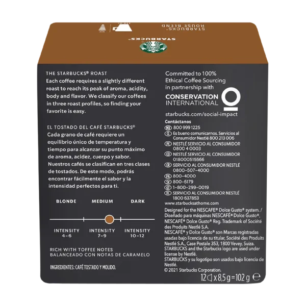 Cápsulas de Café Americano Starbucks® House Blend Dolce Gusto 12uds - Imagen 2