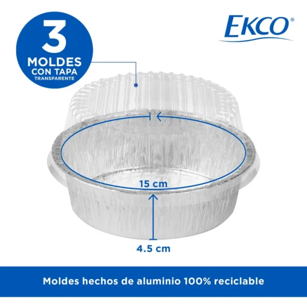 Charolas de Aluminio Desechables con Tapa Ecko 3x3uds - Imagen 3