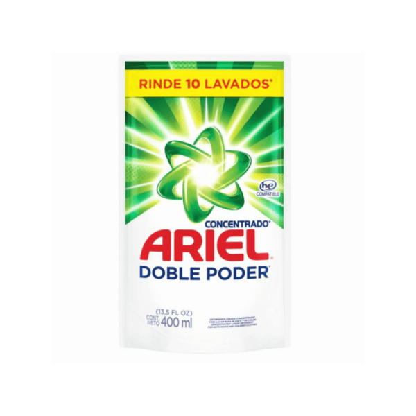 Detergente Líquido Concentrado Ariel Doble Poder 400ml