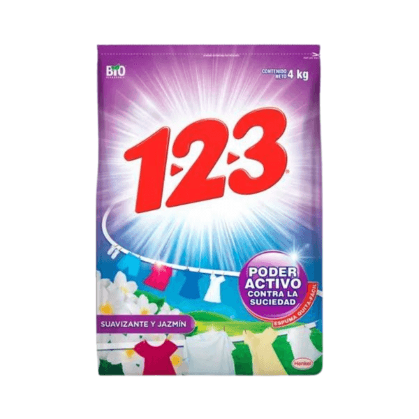 Detergente con Suavizante aroma a Jazmín en Polvo 123 4kg