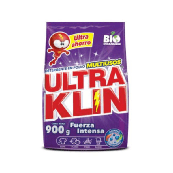 Detergente en Polvo Ultra Klin Fuerza Intensa 900gr