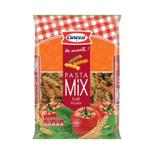 Pasta Fusilli con Tomate y Espinaca Tricolor Carozzi 400gr