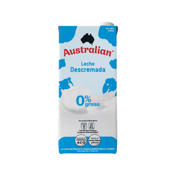 Leche Líquida Descremada 0% Grasa UHT Australian 1lt