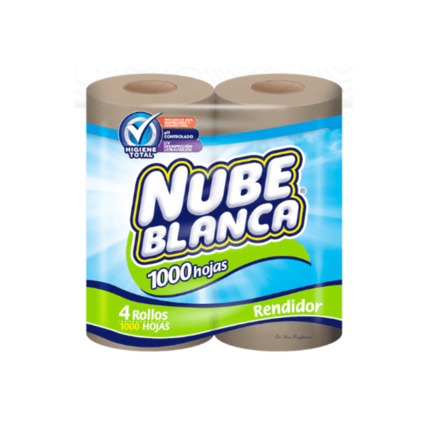 Papel Higiénico Ecológico Nube Blanca Rendidor 1000h 4uds