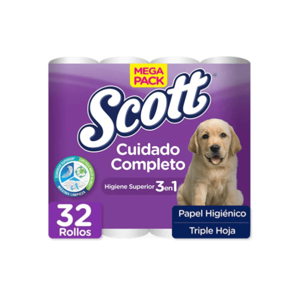 Papel Higiénico Triple Hoja Scott Cuidado Completo 32uds