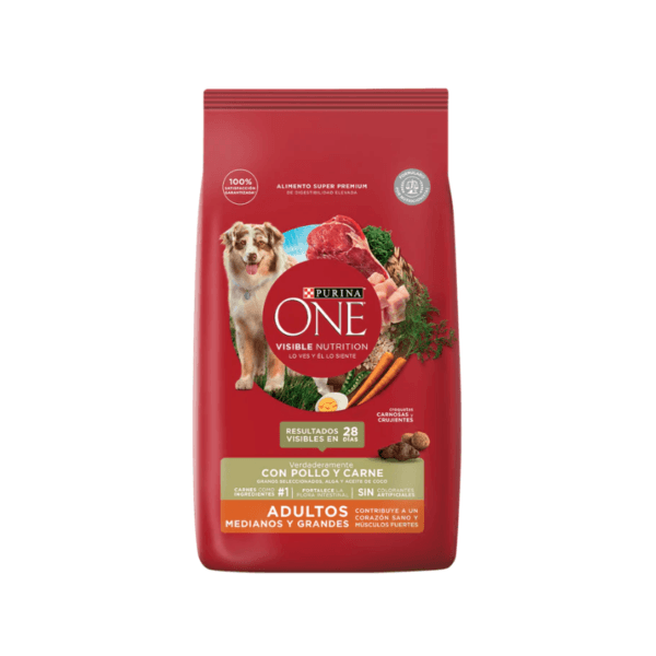 Alimento Seco de Pollo y Carne para Perro Adulto Mediano o Grande Purina One 4lb