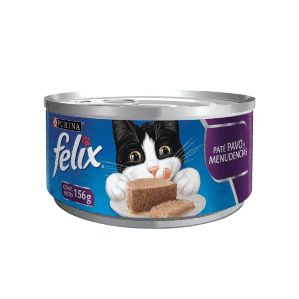 Alimento para Gato Enlatado Paté de Pavo y Menudencias Felix Lata 156gr