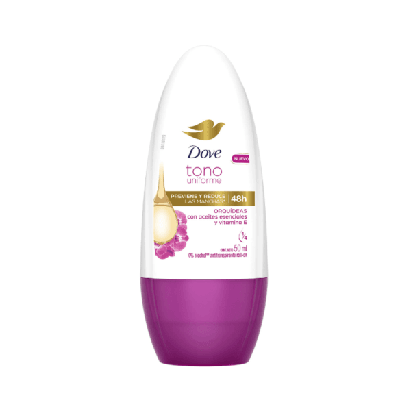 Desodorante de Orquídeas en Roll On Dove Tono Uniforme 50ml