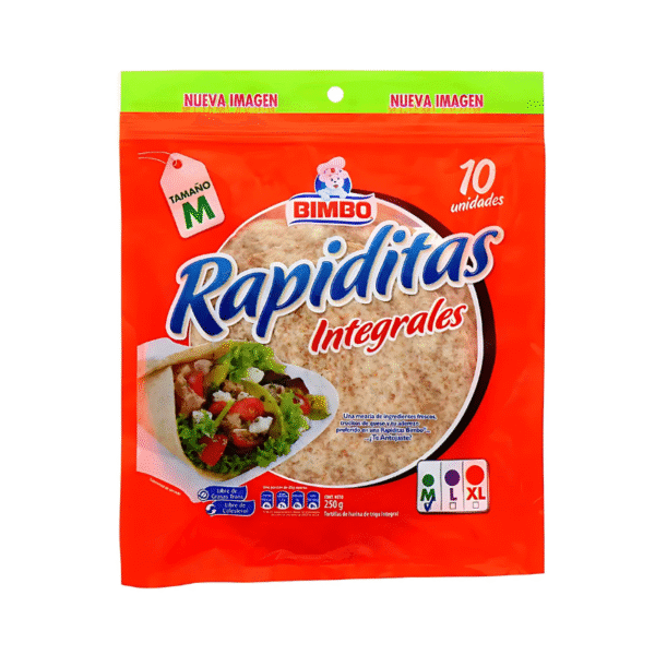 Tortillas de Harina Integrales Medianas Rapiditas Bimbo 10uds 250gr