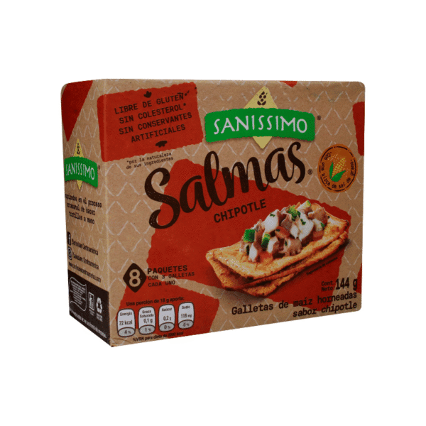 Galletas Tostadas de Maíz sabor Chipotle Horneadas Salmas Sanissimo 144gr 8uds